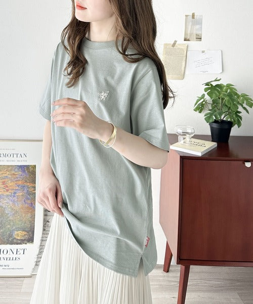 《Javaジャバコラボ》【sustaina+】大人の上級シンプル。滑らか綿100％ワンポイント刺繍Tシャツ jv1260113