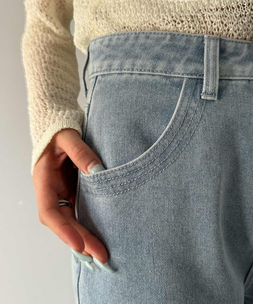 【mily bilet】特別な個性を持つオンリーワンの仕上がり！花柄レースワイドデニムパンツ mi1139076