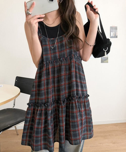【mily bilet】360度どこから見ても大人可愛い!　切替シアーティアードキャミチュニック mi1019119