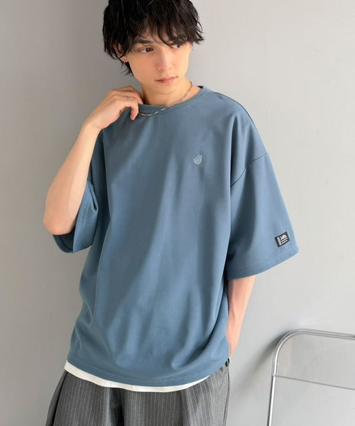 《JaVaジャバコラボ》【接触冷感・UVカット機能付き】シャリ生地で夏も快適！胸刺繍 梨地カットジョーゼットTシャツ（オーバーサイズ） jo1010057