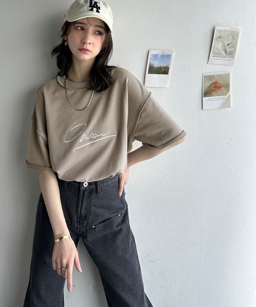 《JaVaジャバコラボ》大胆ロゴで魅せる。前後2way裏毛胸元PAEANロゴ半袖Tシャツ jv1260422