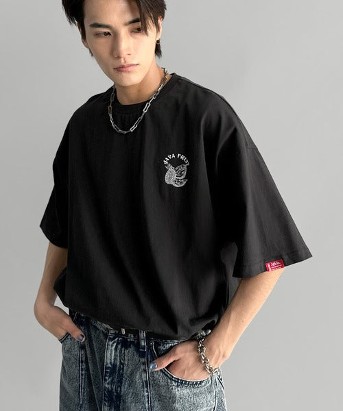 《JaVaジャバコラボ》周りと差がつくアート感。綿100％ タイ☆トロピカルフルーツ柄☆ビッグTシャツ jv1029128