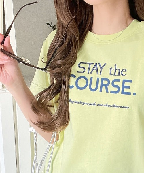 【sustaina+】シンプルなのに格上げ感抜群。オーガニックコットン100%前後2wayロゴ刺繍＆フロッキーTシャツ(半袖) ce1260399