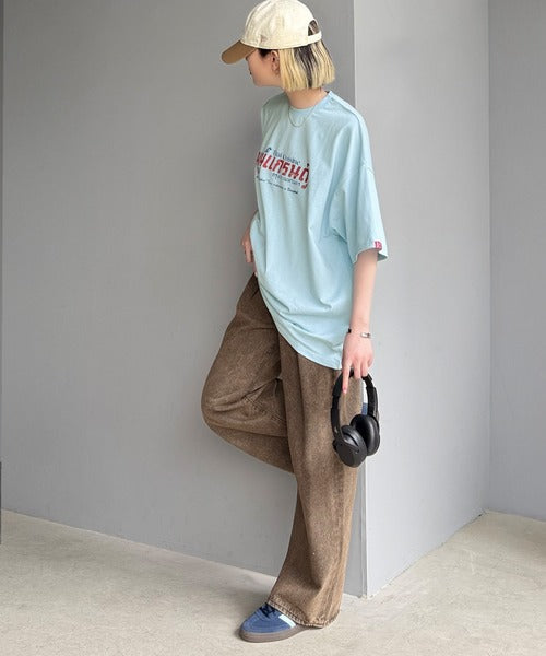 《JaVaジャバコラボ》お洒落見え確定。綿100％タイ料理メニュー風プリントルーズフィットTシャツ(オーバーサイズ) jv1029127