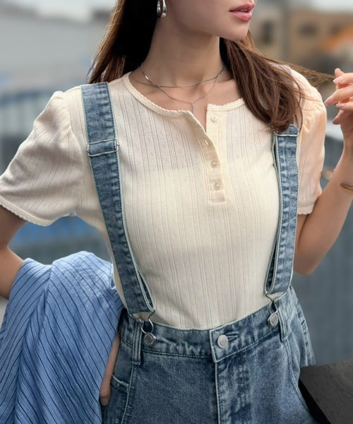 《AYA×クラシカルエルフコラボ》こなれ感漂う主役級アイテム。柄アソート針抜きリブコンパクトトップス ce1010615