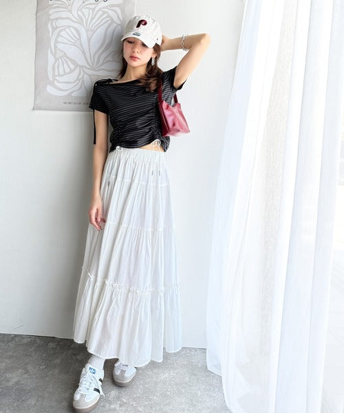 【mily bilet】自分らしさが光る。ワンショルダー胸刺繍肩リボンドロストカットソー mi1329018