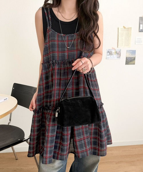 【mily bilet】360度どこから見ても大人可愛い!　切替シアーティアードキャミチュニック mi1019119