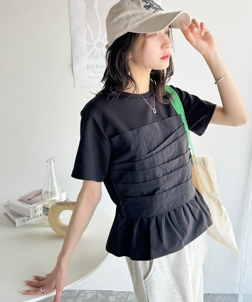 簡単おしゃれが叶う。Tシャツ×ビスチェドッキング半袖トップス ce1260345