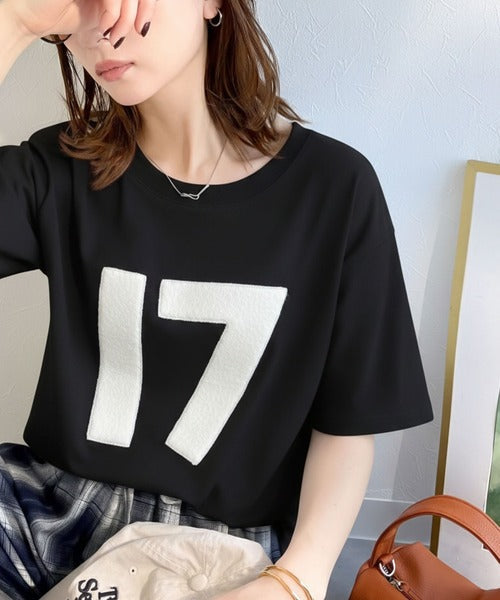 【前後2way】快適素材、立体刺繍がアクセントに♪綿100％デザインナンバリングサガラ刺繍T ce1350008