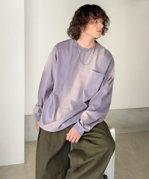 《JaVaジャバコラボ》垢抜け！大人のストリートstyleを作る。綿100％スプレーダイオーバーサイズTシャツ（長袖） jm1020358