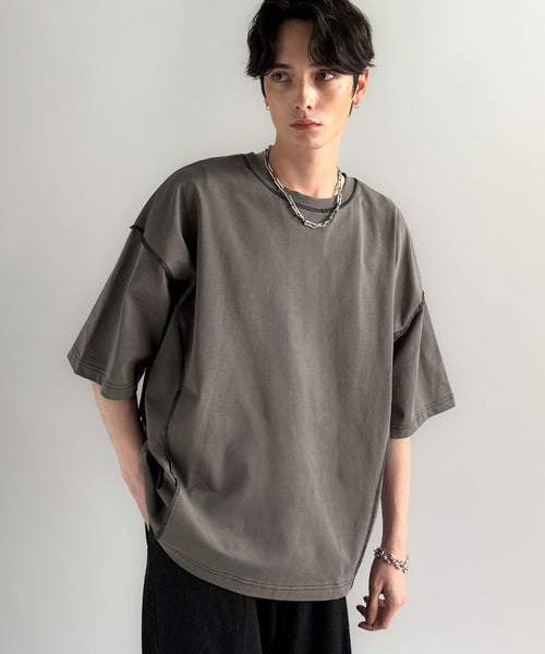 【Classical Origin】「1枚でも羽織でも。」インサイドアウト仕様2wayダブルジップTシャツ／Inside-Out Oversized Double-Zip 2way T-Shirt co1150018
