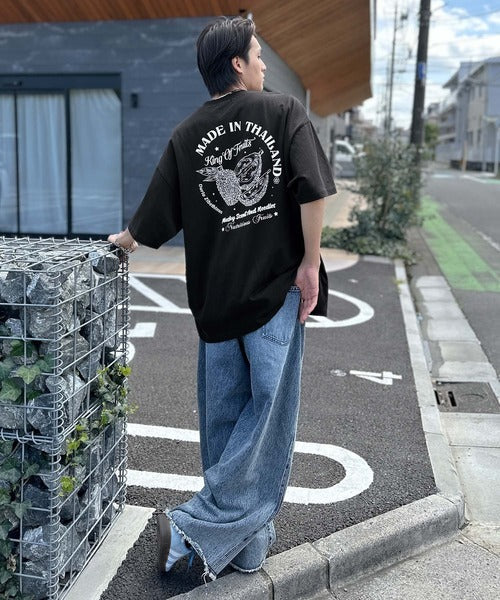 《JaVaジャバコラボ》周りと差がつくアート感。綿100％ タイ☆トロピカルフルーツ柄☆ビッグTシャツ jm1029128