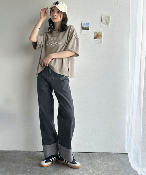 《JaVaジャバコラボ》大胆ロゴで魅せる。前後2way裏毛胸元PAEANロゴ半袖Tシャツ jv1260422