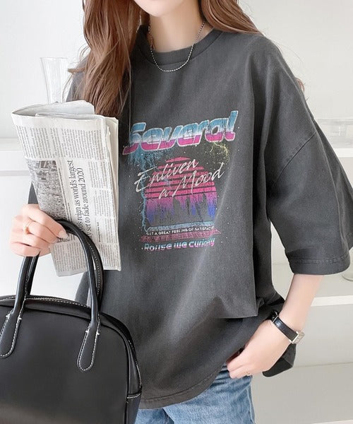 《Javaジャバコラボ》ゆるっとカジュアルに着こなす。綿100%ピグメント加工グラフィックプリントTシャツ＆ロンT(半袖)(長袖) jv1050148