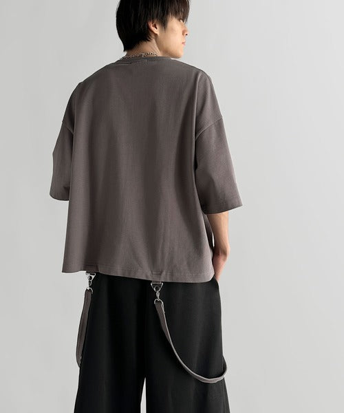 Belt Design Transformable Cropped T-Shirt／脱着式ベルトデザインショート丈Tシャツ co1150015