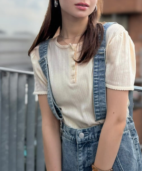 《AYA×クラシカルエルフコラボ》こなれ感漂う主役級アイテム。柄アソート針抜きリブコンパクトトップス ce1010615