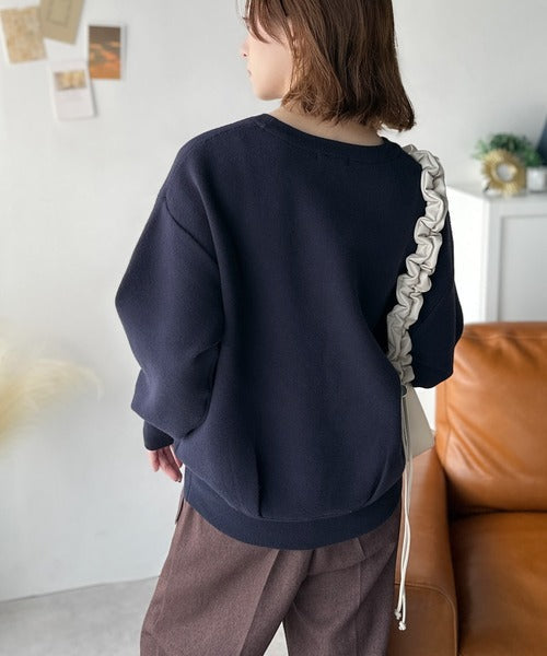 《JaVaジャバコラボ》後ろタックで作る旬シルエット♪サガラ刺繍風ロゴコクーンニット jv1050313