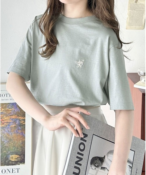 《Javaジャバコラボ》【sustaina+】大人の上級シンプル。滑らか綿100％ワンポイント刺繍Tシャツ jv1260113