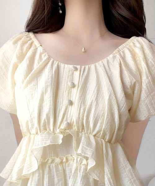 【mily bilet】肩見せで、夏のムードをひとさじ。オフショル２Wayフリルペプラムシアーブラウス（半袖） mi1329079