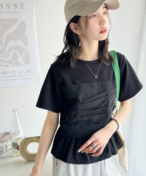 簡単おしゃれが叶う。Tシャツ×ビスチェドッキング半袖トップス ce1260345