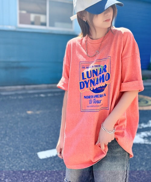 《JaVa ジャバコラボ》キャッチーな大人Tee。綿100%ピグメントロゴビッグTシャツ jv1029024