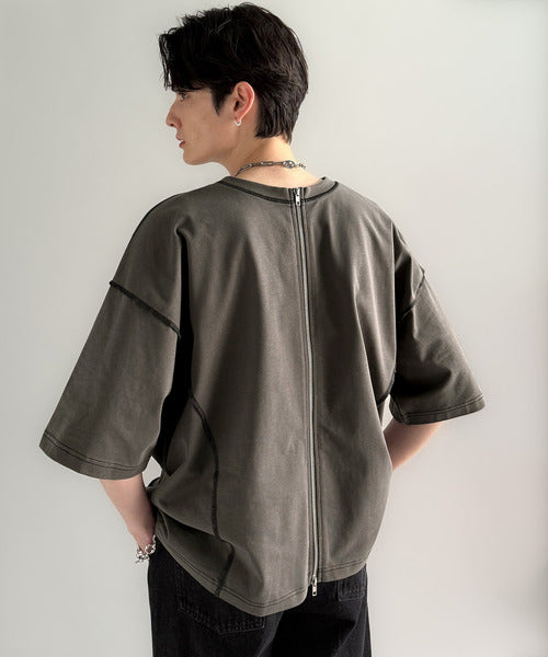 【Classical Origin】「1枚でも羽織でも。」インサイドアウト仕様2wayダブルジップTシャツ／Inside-Out Oversized Double-Zip 2way T-Shirt co1150018