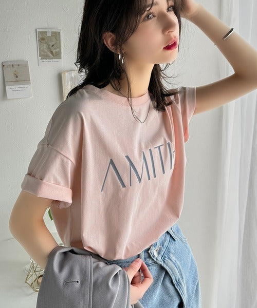 ワンランク上の大人シンプルベーシック。シルケット加工フロッキープリントTシャツ（半袖） ce1020202