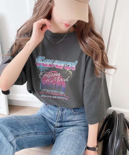 《Javaジャバコラボ》ゆるっとカジュアルに着こなす。綿100%ピグメント加工グラフィックプリントTシャツ＆ロンT(半袖)(長袖) jv1050148