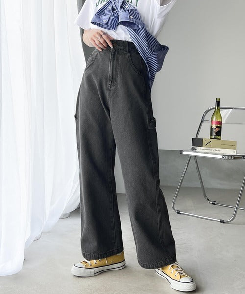 【キッズ】《JaVa ジャバ別注》キュンとする可愛さ。アクティブに動けるストレスフリーボトム。ペインターデニムパンツ jk0420048
