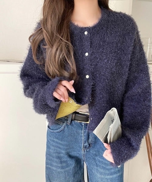 ふんわりとした優しい風合いが魅力的。前後2wayWフェイスフェザーショート丈カーディガン（長袖） ce1020283