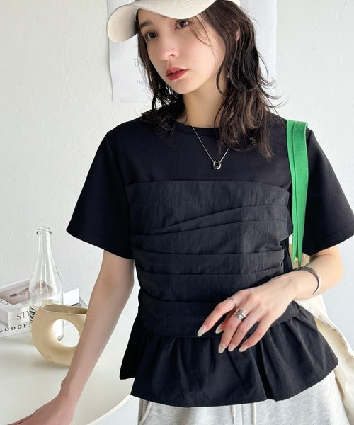 簡単おしゃれが叶う。Tシャツ×ビスチェドッキング半袖トップス ce1260345