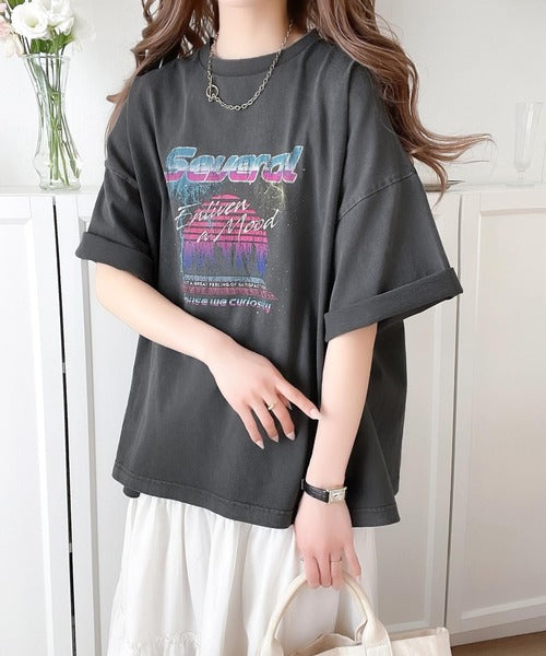 《Javaジャバコラボ》ゆるっとカジュアルに着こなす。綿100%ピグメント加工グラフィックプリントTシャツ＆ロンT(半袖)(長袖) jv1050148