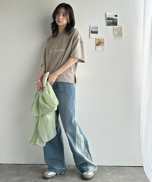 《JaVaジャバコラボ》大胆ロゴで魅せる。前後2way裏毛胸元PAEANロゴ半袖Tシャツ jv1260422