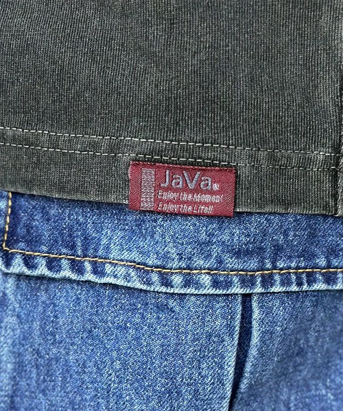 《JaVa ジャバコラボ》キャッチーな大人Tee。綿100%ピグメントロゴビッグTシャツ jv1029024