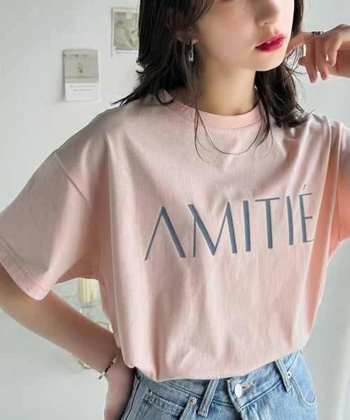 ワンランク上の大人シンプルベーシック。シルケット加工フロッキープリントTシャツ（半袖） ce1020202