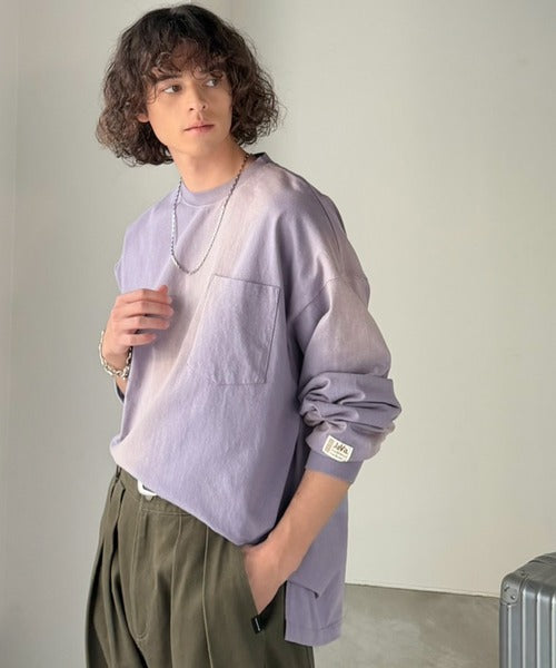 《JaVaジャバコラボ》垢抜け！大人のストリートstyleを作る。綿100％スプレーダイオーバーサイズTシャツ（長袖） jm1020358