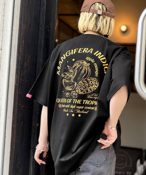 《JaVaジャバコラボ》周りと差がつくアート感。綿100％ タイ☆トロピカルフルーツ柄☆ビッグTシャツ jm1029128