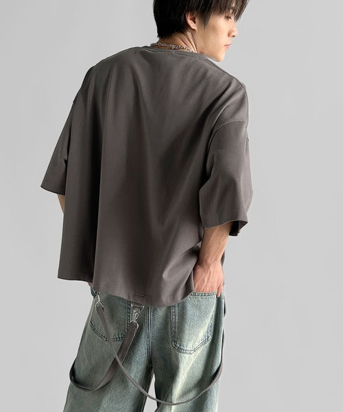 Belt Design Transformable Cropped T-Shirt／脱着式ベルトデザインショート丈Tシャツ co1150015