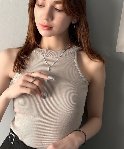 【mily bilet】シンプルに1枚でも着られる♪カップ付きテレコリブアメスリタンクトップ mi1029123