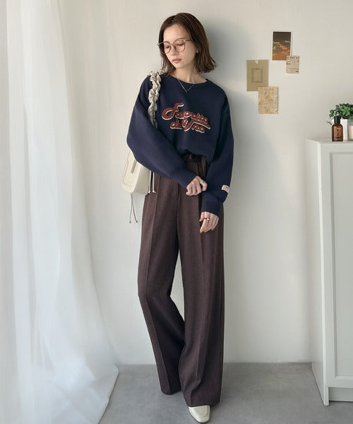 《JaVaジャバコラボ》後ろタックで作る旬シルエット♪サガラ刺繍風ロゴコクーンニット jv1050313