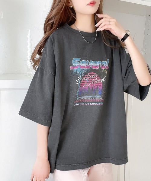 《Javaジャバコラボ》ゆるっとカジュアルに着こなす。綿100%ピグメント加工グラフィックプリントTシャツ＆ロンT(半袖)(長袖) jv1050148