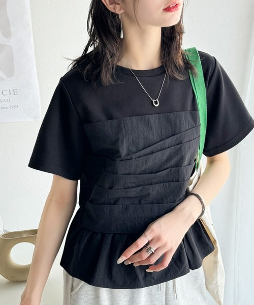 簡単おしゃれが叶う。Tシャツ×ビスチェドッキング半袖トップス ce1260345