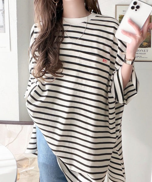 《JaVaジャバコラボ》大人のこなれ感漂う。 綿100％ビッグポケットオーバーサイズTシャツ（半袖） jv1260540