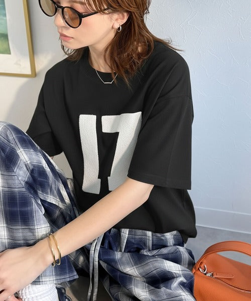 【前後2way】快適素材、立体刺繍がアクセントに♪綿100％デザインナンバリングサガラ刺繍T ce1350008