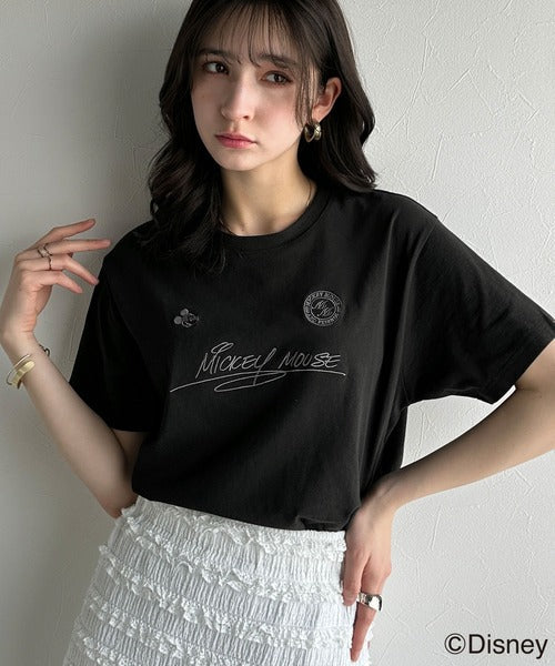 大人女子必見！　綿100％「ディズニー」サイン風刺繍Tシャツ（半袖） ce1330037