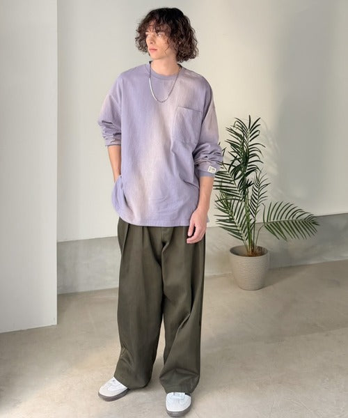 《JaVaジャバコラボ》垢抜け！大人のストリートstyleを作る。綿100％スプレーダイオーバーサイズTシャツ（長袖） jm1020358