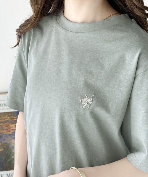 《Javaジャバコラボ》【sustaina+】大人の上級シンプル。滑らか綿100％ワンポイント刺繍Tシャツ jv1260113