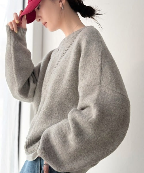 ゆったりふわもちの癒しアイテム。コクーンシルエットミックスニット ce1020152