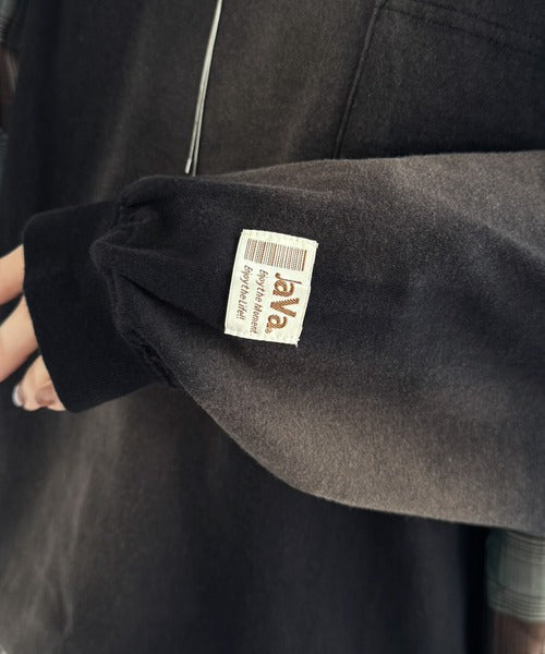 《JaVaジャバコラボ》垢抜け！大人のストリートstyleを作る。綿100％スプレーダイ加工オーバーサイズTシャツ（長袖） jv1020358