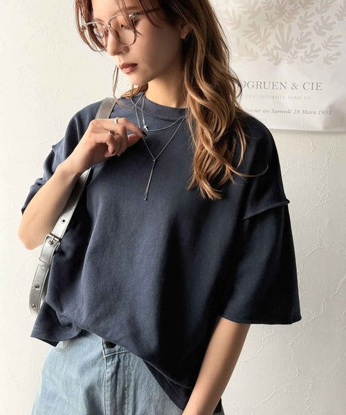 《JaVaジャバコラボ》大胆ロゴで魅せる。前後2way裏毛胸元PAEANロゴ半袖Tシャツ jv1260422